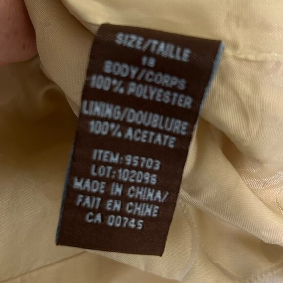 Vintage Satiny Yellow Damask Chunky Button Padded Shoulder Jacket Size 18 - Picture 5 of 5